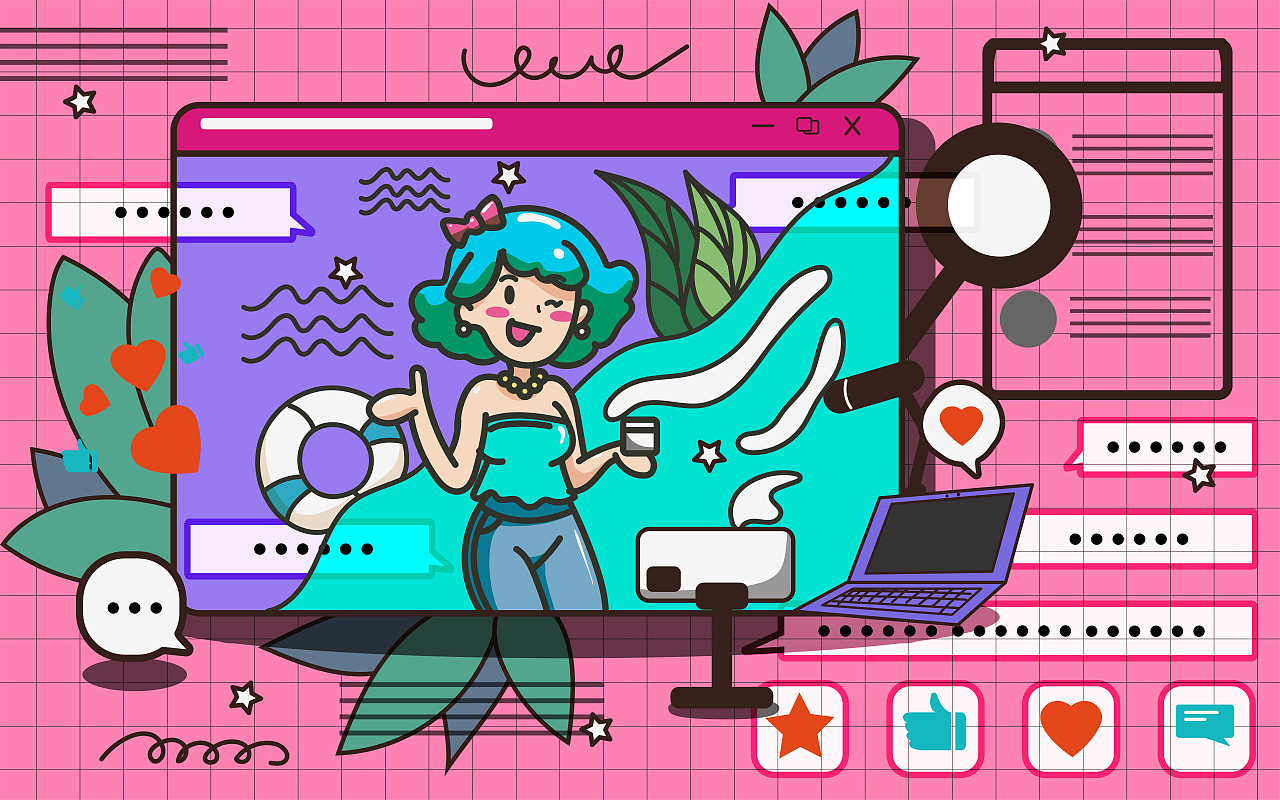 网红直播间（图ZMjE5NzAxNzMy） - 商业插画 - 站酷设计师臭臭喵原创素材 - 站酷ZCOOL