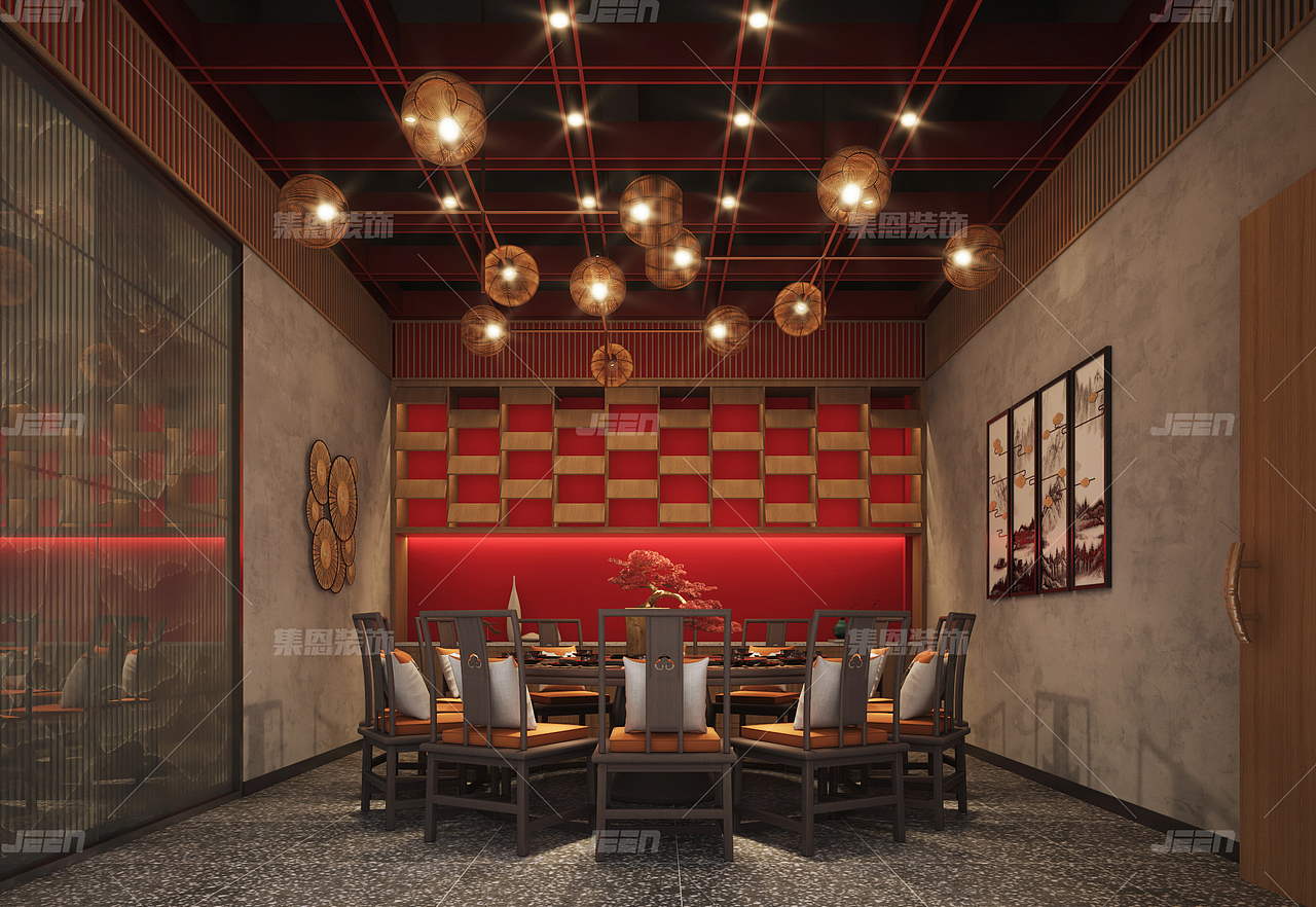 煨仙·鲜汤火锅_郑州火锅店设计_火锅店设计效果图