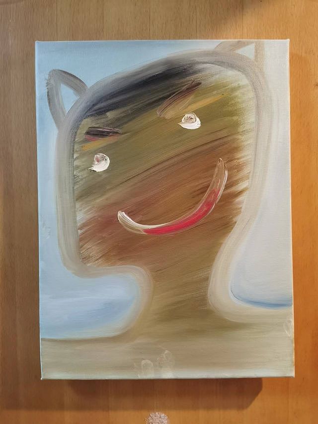 抽象风景，人物，布面油画