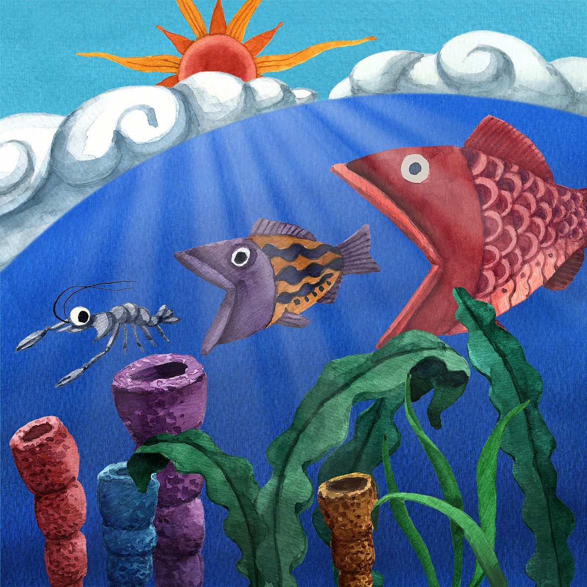 大鱼吃小鱼,小鱼吃虾米.