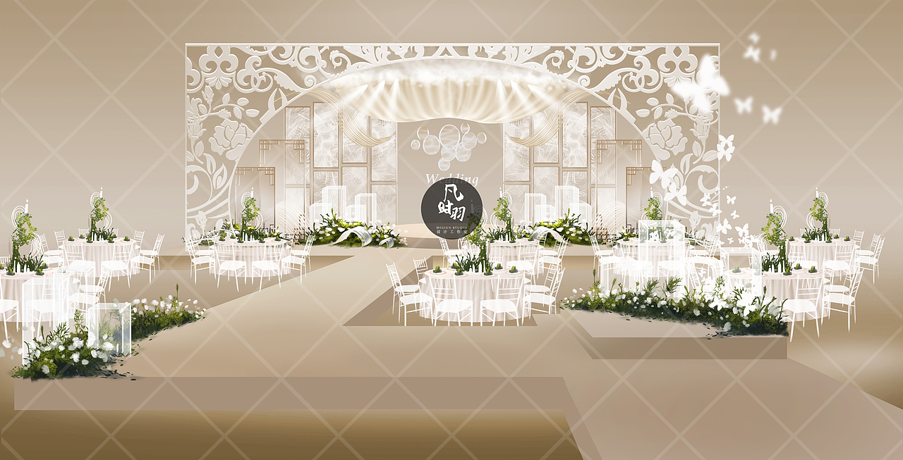 婚礼手绘 —电脑ps 「蝶恋花」