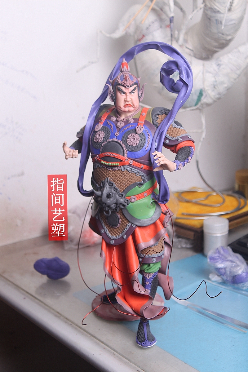 贺加贵面塑软陶(韦陀菩萨 )