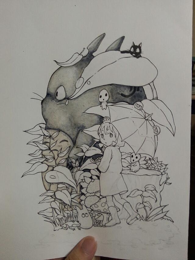 qwq宫崎骏龙猫水彩手绘