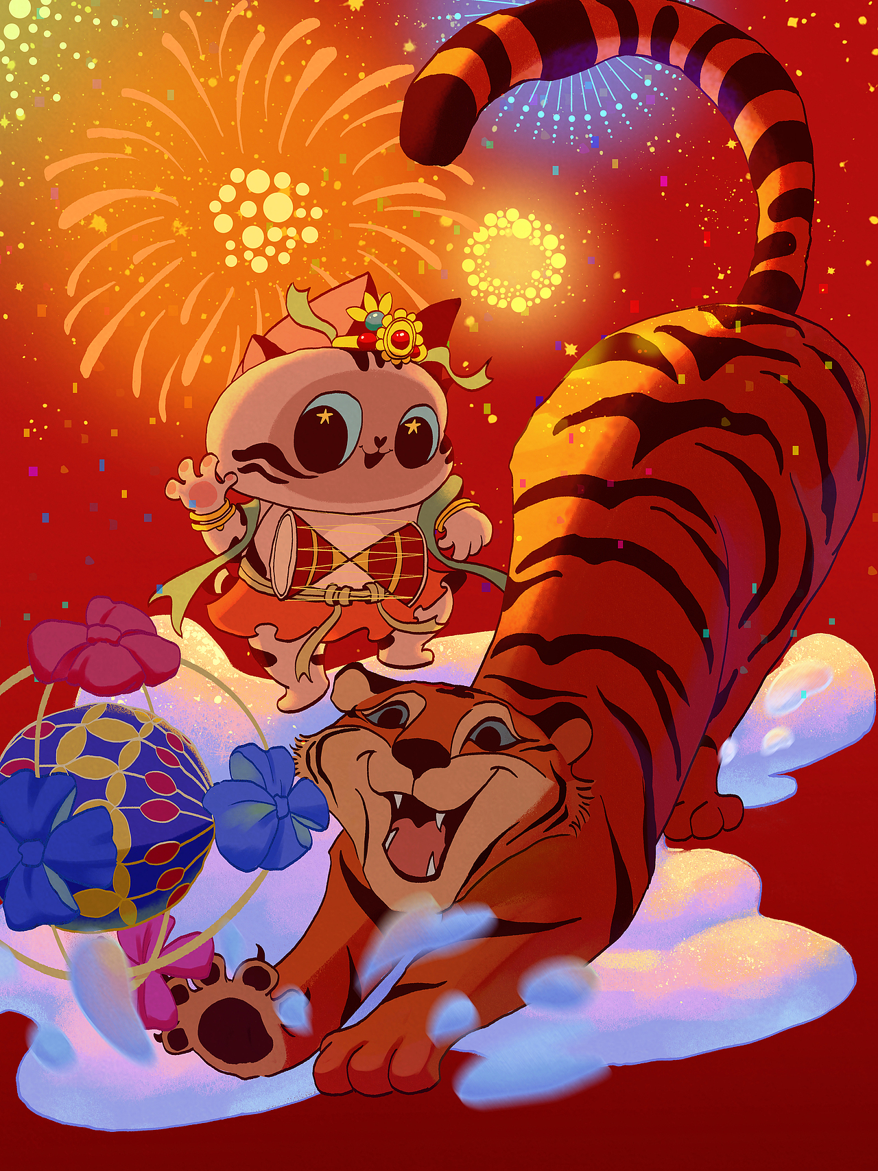 福崽虎年画报（图ZMjg2ODAxODI0） - 艺术插画 - 站酷设计师我妈说我火好旺原创素材 - 站酷ZCOOL
