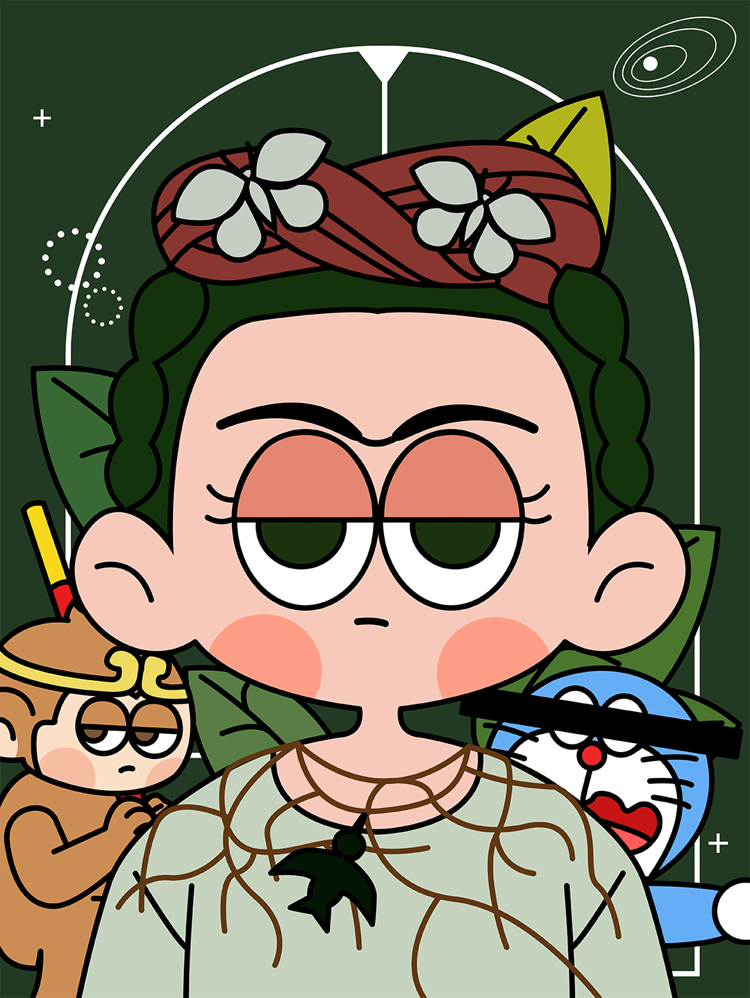 居家世界名画系列插画