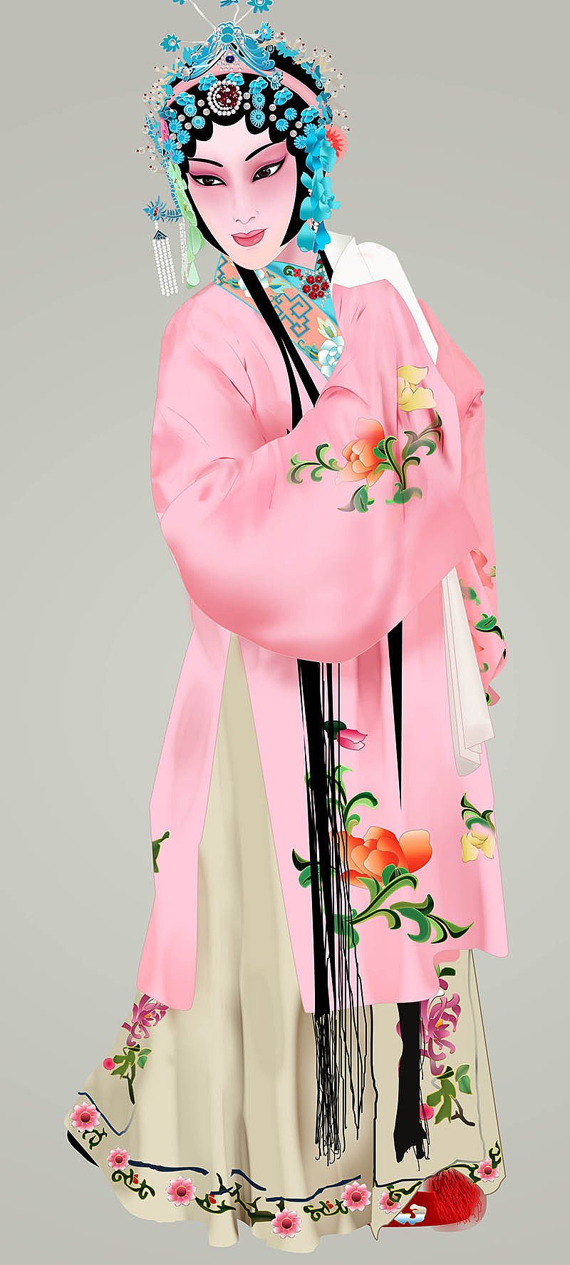 京剧花旦粉花旦矢量京剧人物