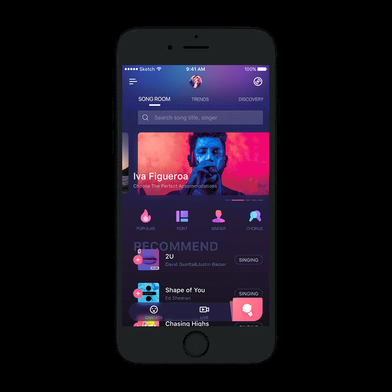 singing app（图ZODk1NDYyNDA=） - APP界面 - 站酷设计师SumanX原创素材 - 站酷ZCOOL