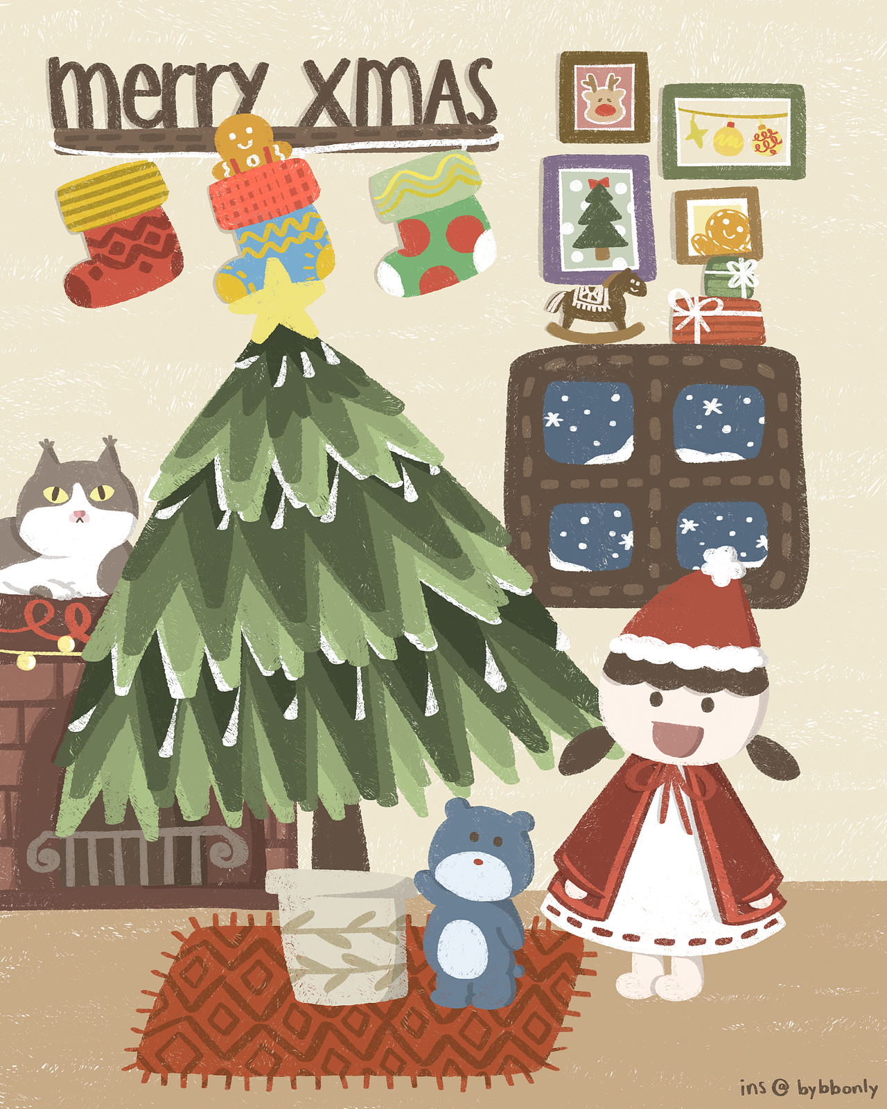 圣诞节窗外下雪啦🎄🧦❄️