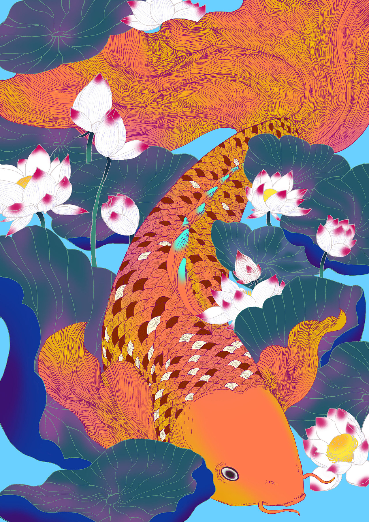 锦鲤（图ZMTQ1MTg0ODA0） - 艺术插画 - 站酷设计师orangec_S原创素材 - 站酷ZCOOL