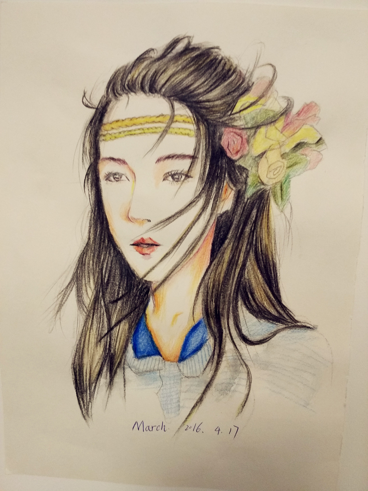 彩铅人像（图ZNDgwNzIxNDQ=） - 创作习作 - 站酷设计师March丶丶丶原创素材 - 站酷ZCOOL
