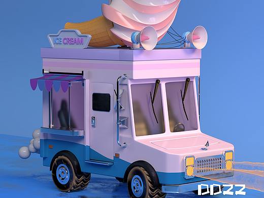 C4D冰激凌车建模
