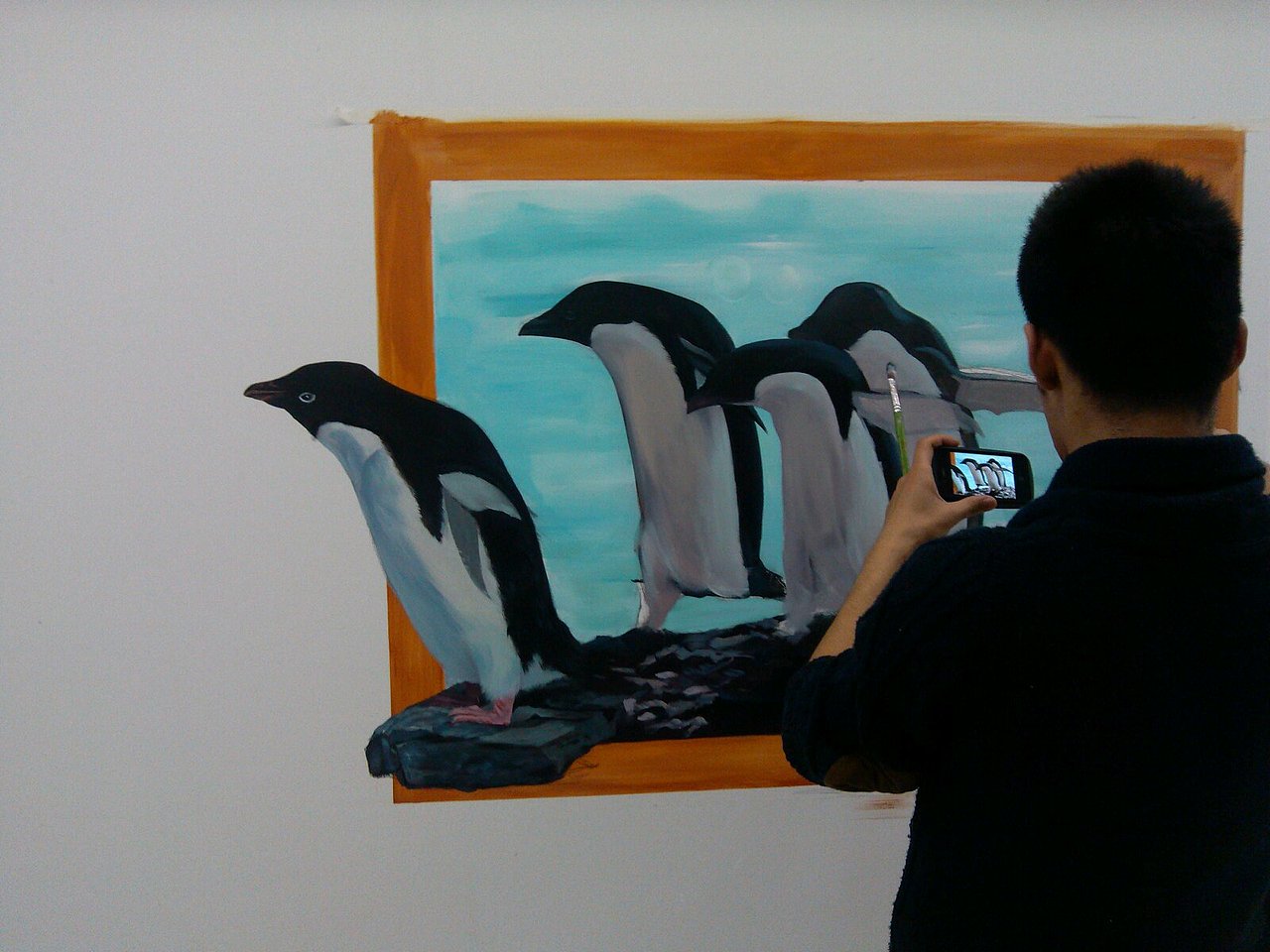 3D立体画,墙绘  纯手绘制作现场