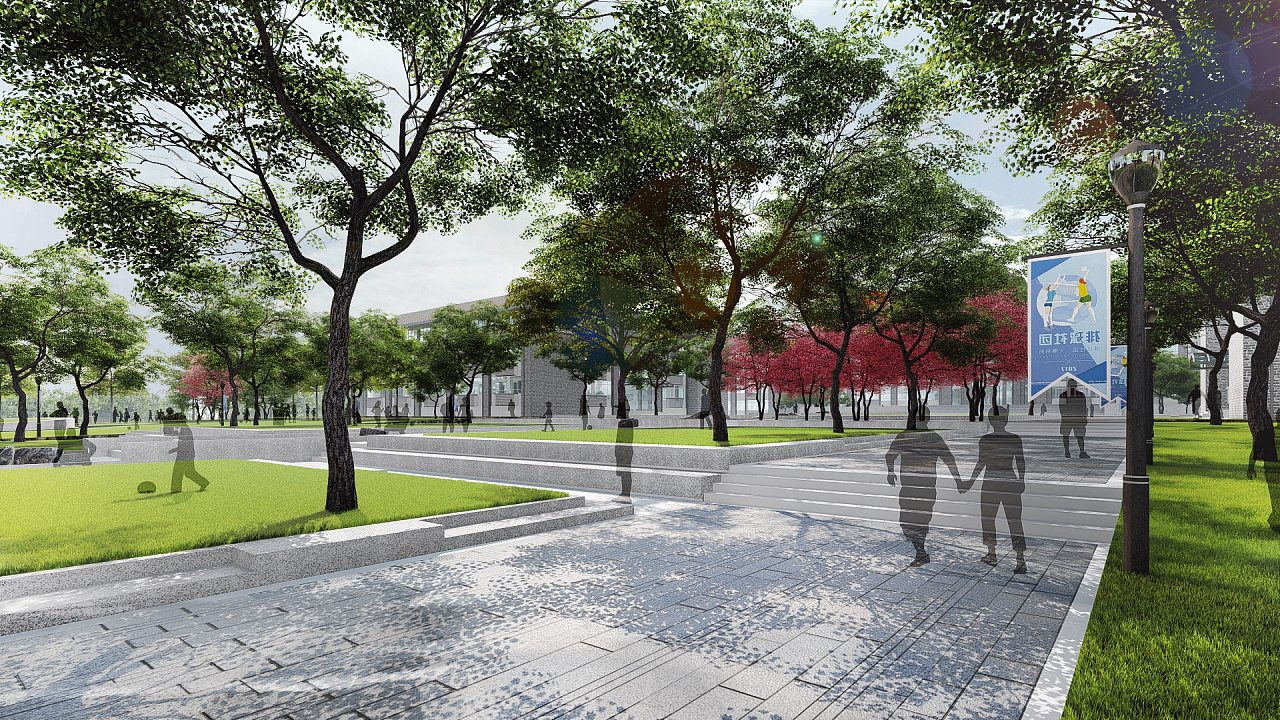 中学 学校 校园景观 lumion 表现|空间|景观设计|梁西凹 - 原创作品