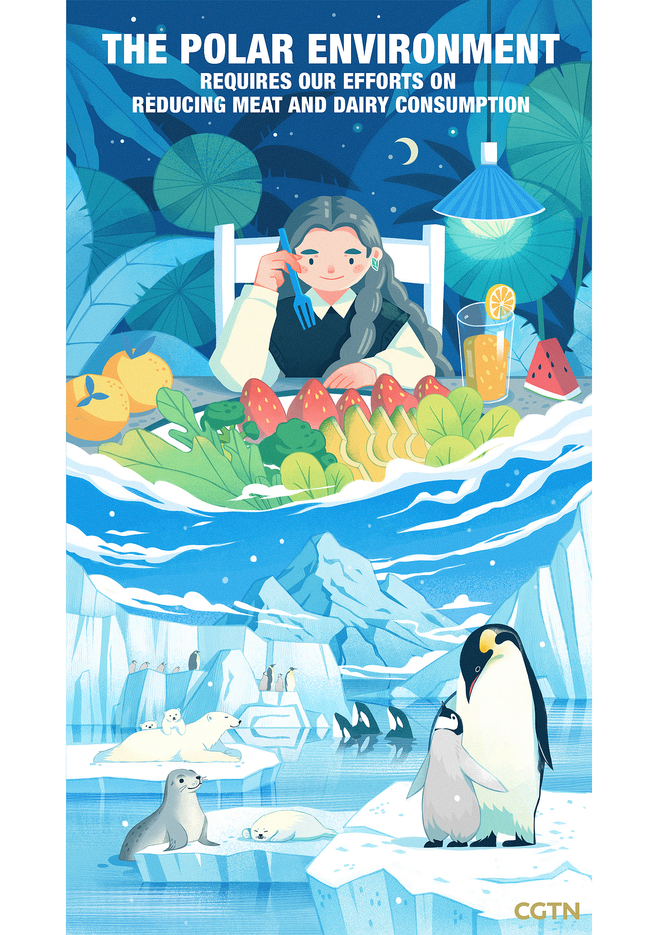 CGTN《关照地球 低碳生活》系列插画（图ZMjc4MDU3NjIw） - 商业插画 - 站酷设计师甜鱼跳跳Riki原创素材 - 站酷ZCOOL