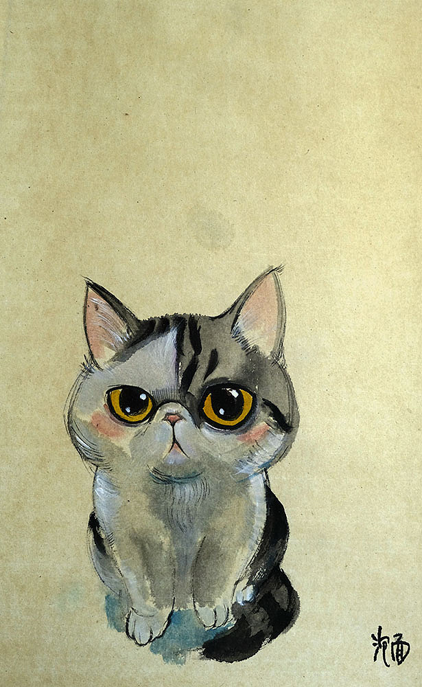 假装是写意毛笔画猫咪