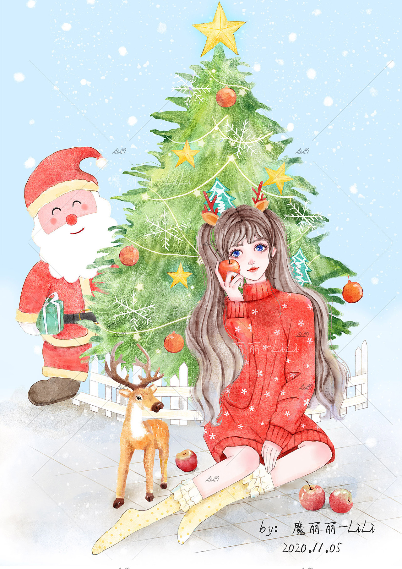 清新插画少女插画原创插画小清新插画手绘女孩添加表情喜欢ta的作品吗