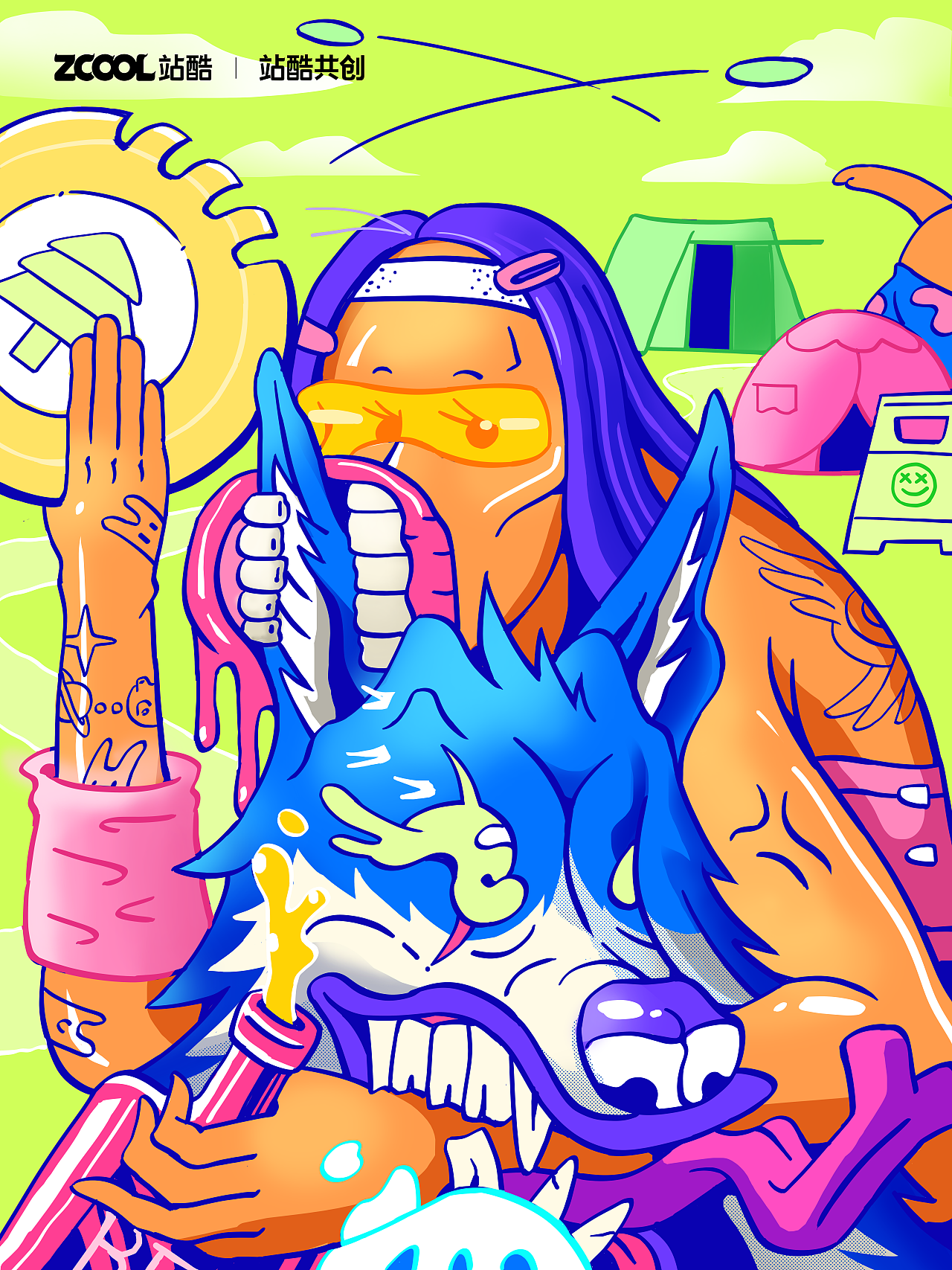 蒙娜丽莎的微笑---户外飞盘（图ZMzQ0MTY5NTM2） - 艺术插画 - 站酷设计师邋遢David原创素材 - 站酷ZCOOL