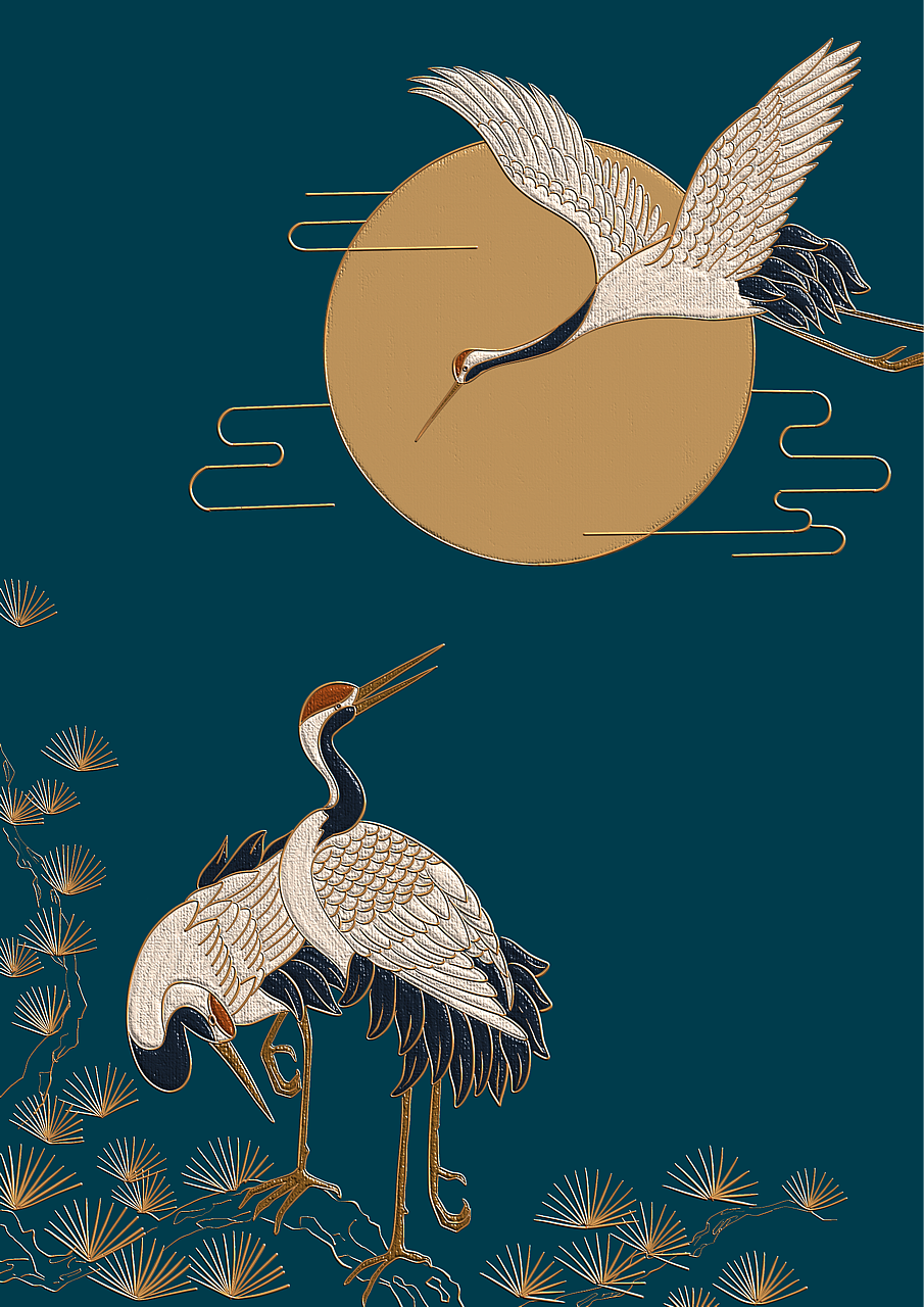 仙鹤装饰画（图ZMjM4NDgxMzg0） - 艺术插画 - 站酷设计师HHJune原创素材 - 站酷ZCOOL