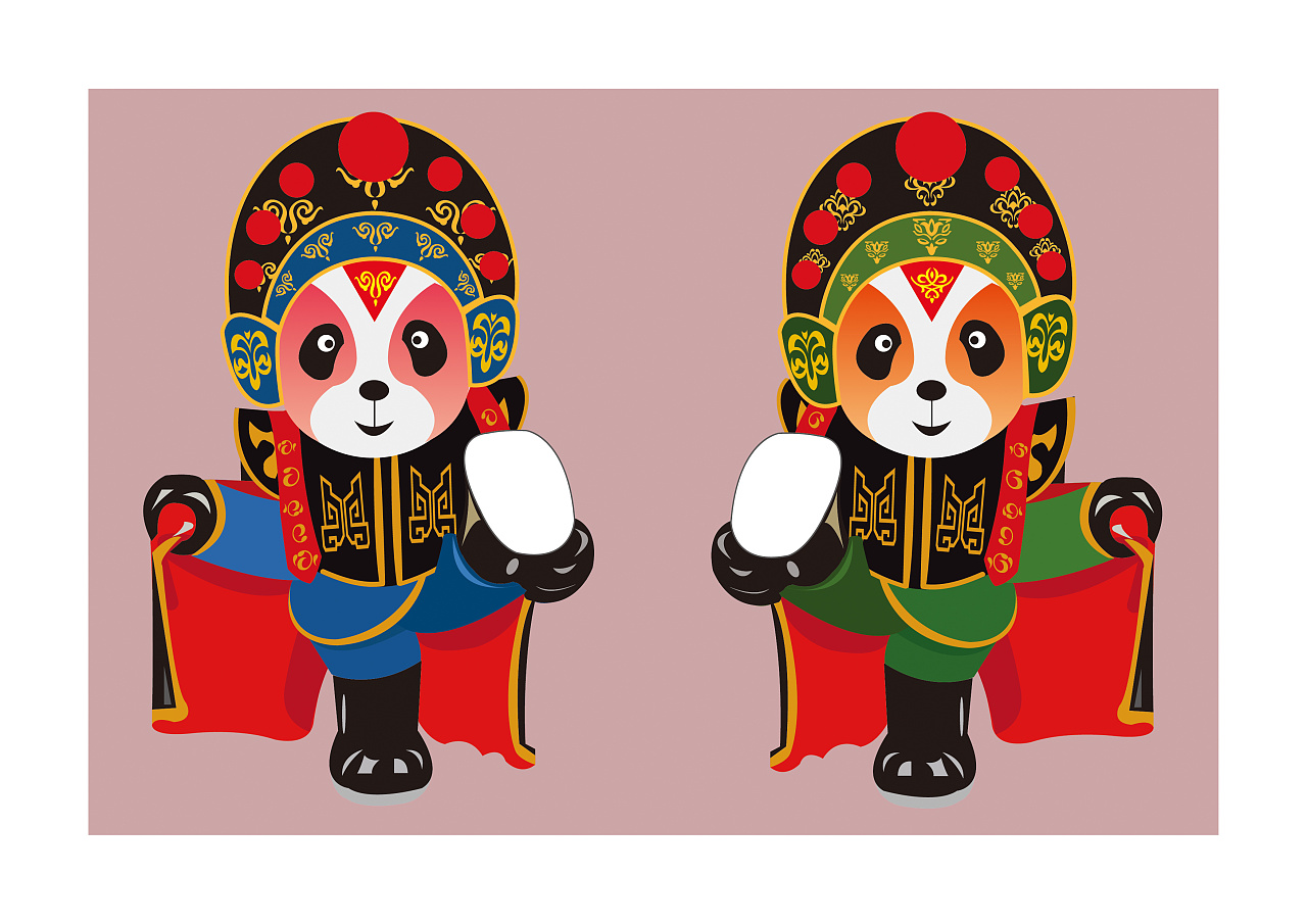 戏剧熊猫插画
