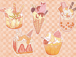 甜品动物插画系列