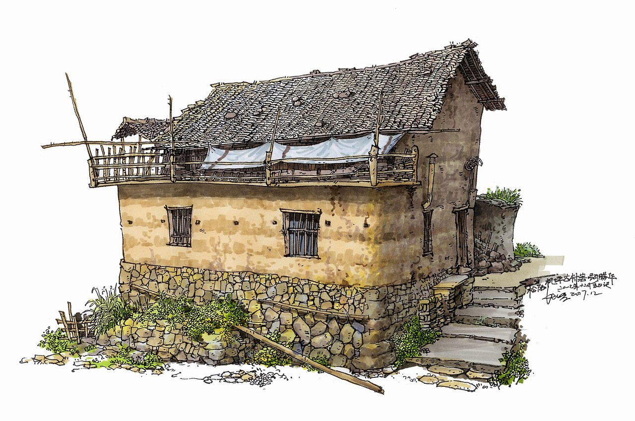 民居古建写生（图ZMTM2MTY0MjA4） - 建筑设计 - 站酷设计师绘聚设计教育原创素材 - 站酷ZCOOL