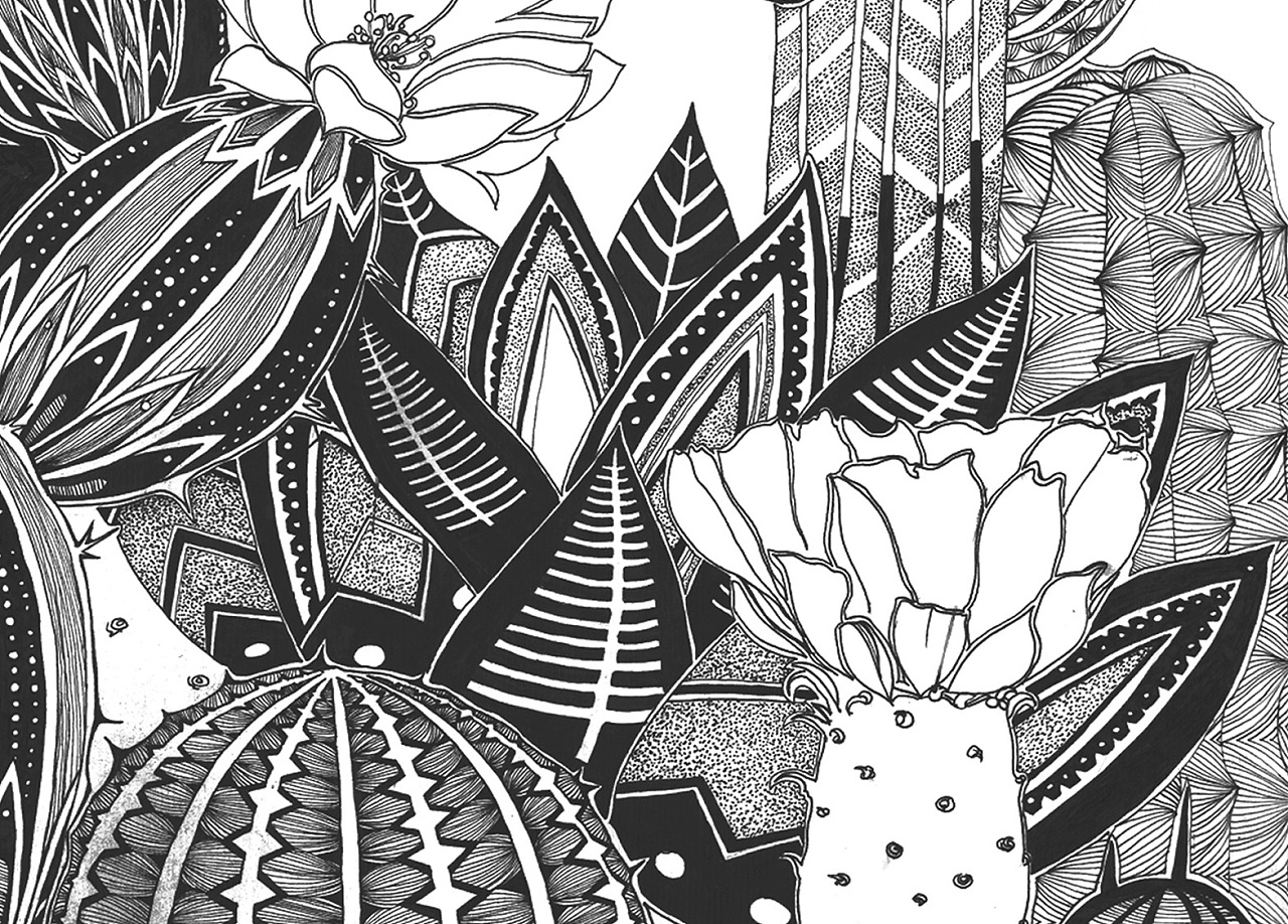 这是本科毕业创作的一幅图,当时就喜欢仙人掌科的植物,觉得可有型了