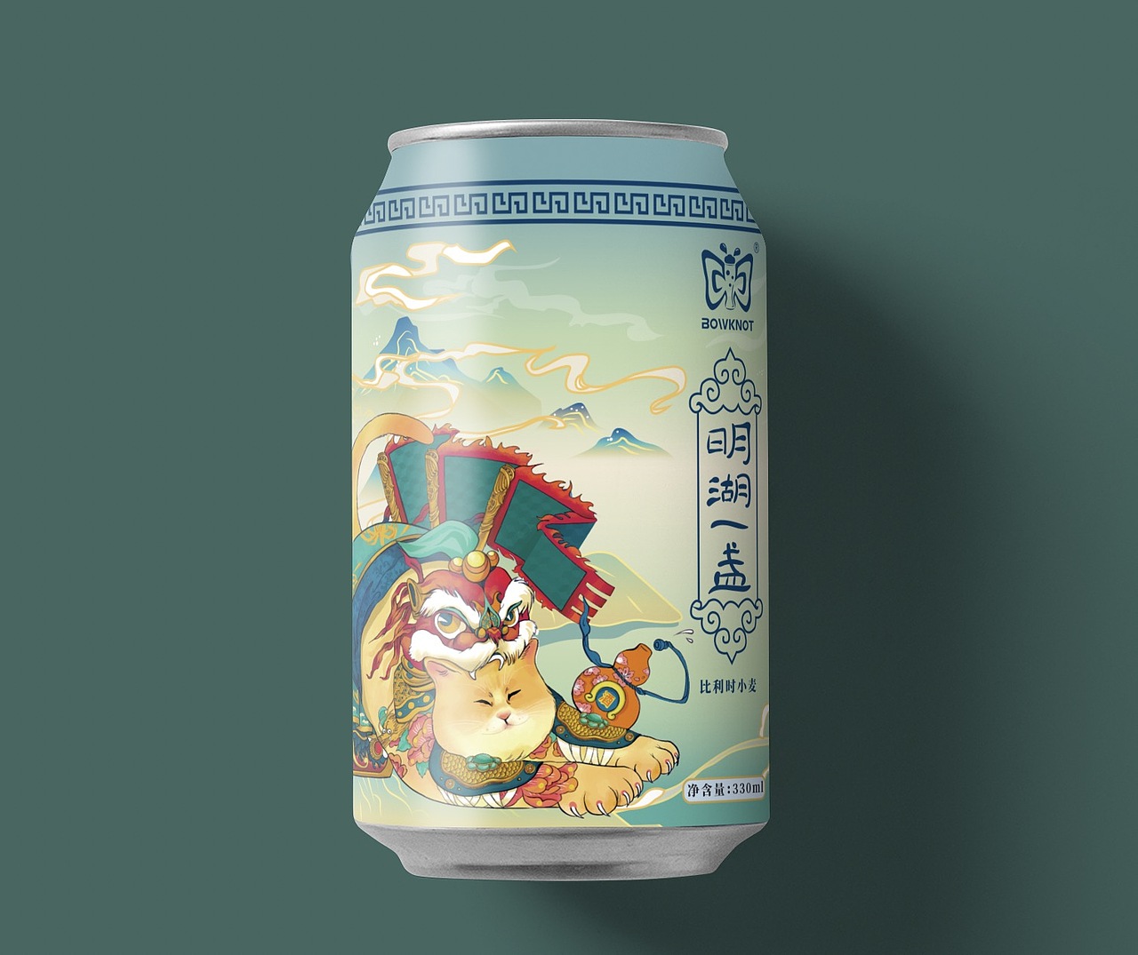 比利时小麦啤酒国潮插画包装