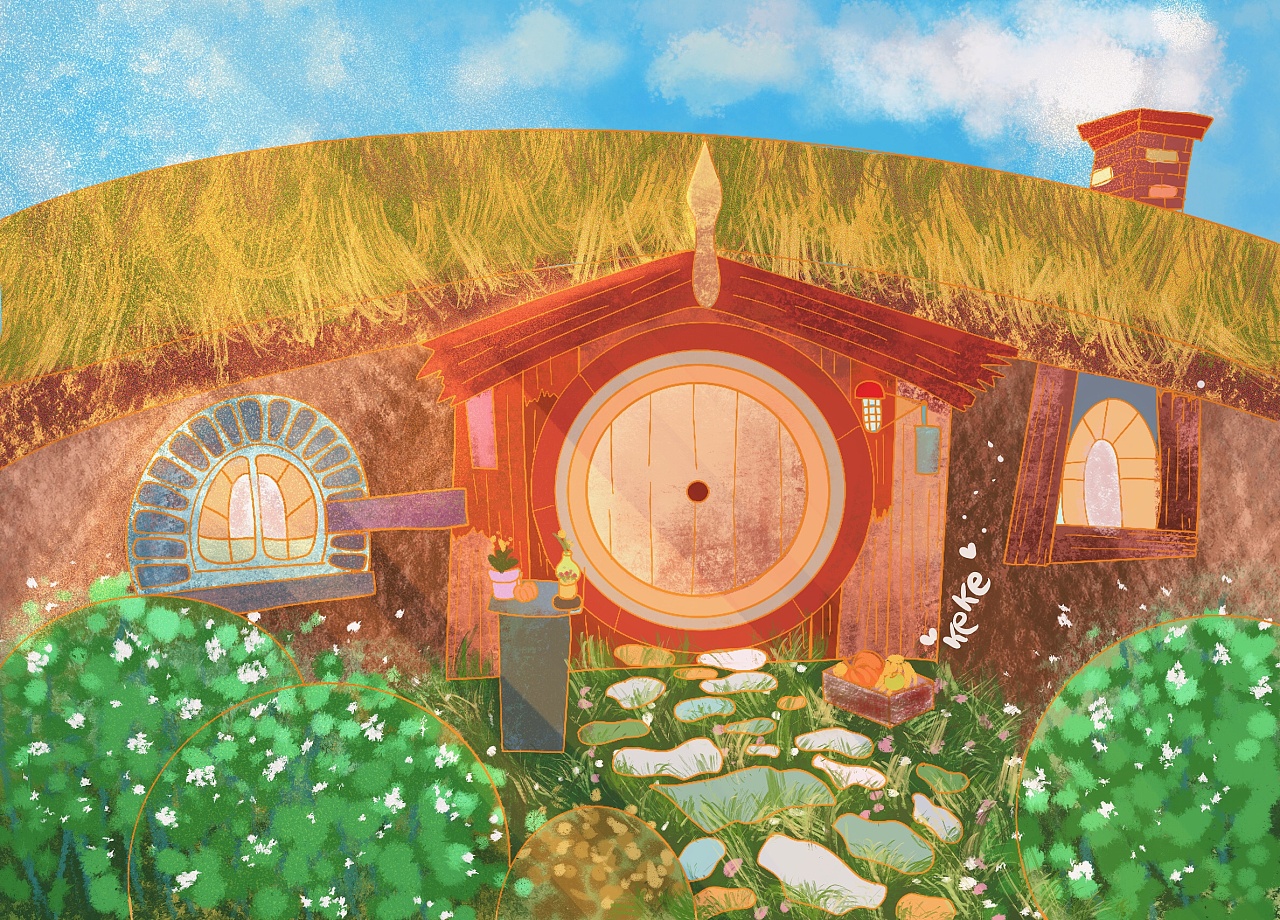 小矮人的童话房子的正面插画图片素材_ID:429078837-Veer图库