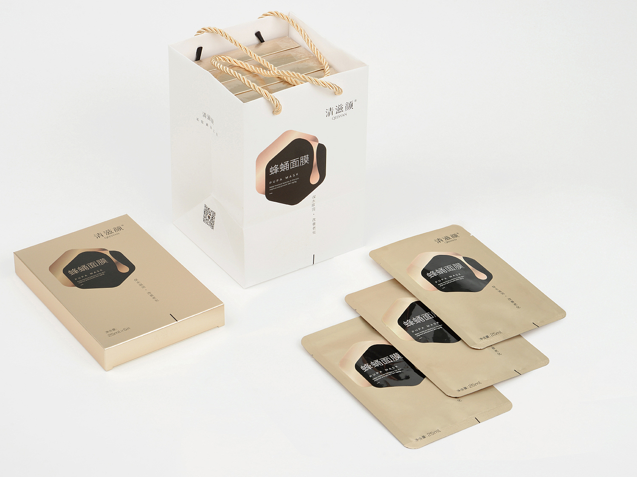 源自中国的原生蜂蜜 蜂蛹面膜 I 产品包装 I 品牌设计（图ZMjk1MDEzOTg0） - 包装 - 站酷设计师厦门黑白灰设计原创素材 - 站酷ZCOOL