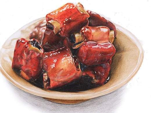 【驴大萌彩铅教程215】手绘美食 糖醋小排骨