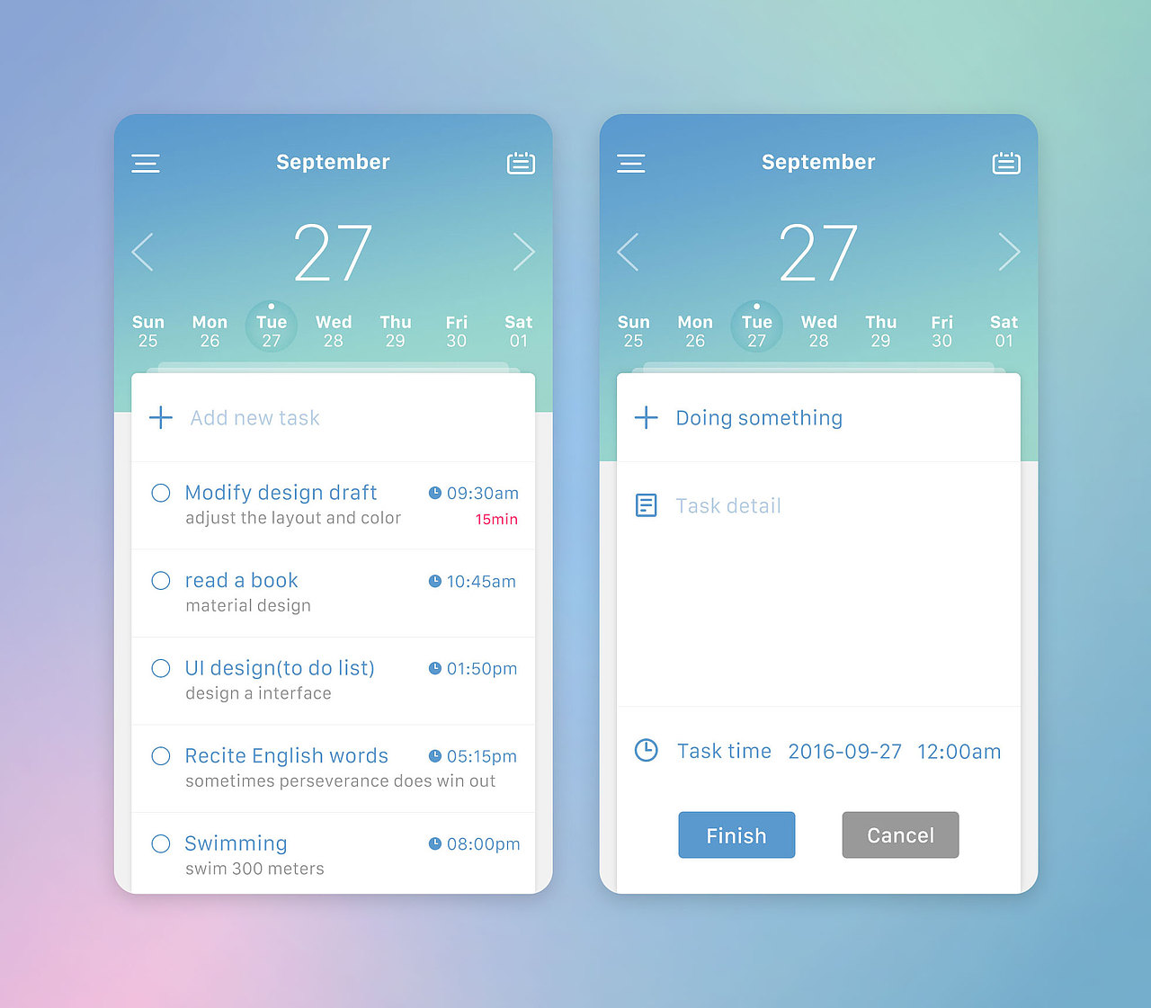 清新风格的任务列表页