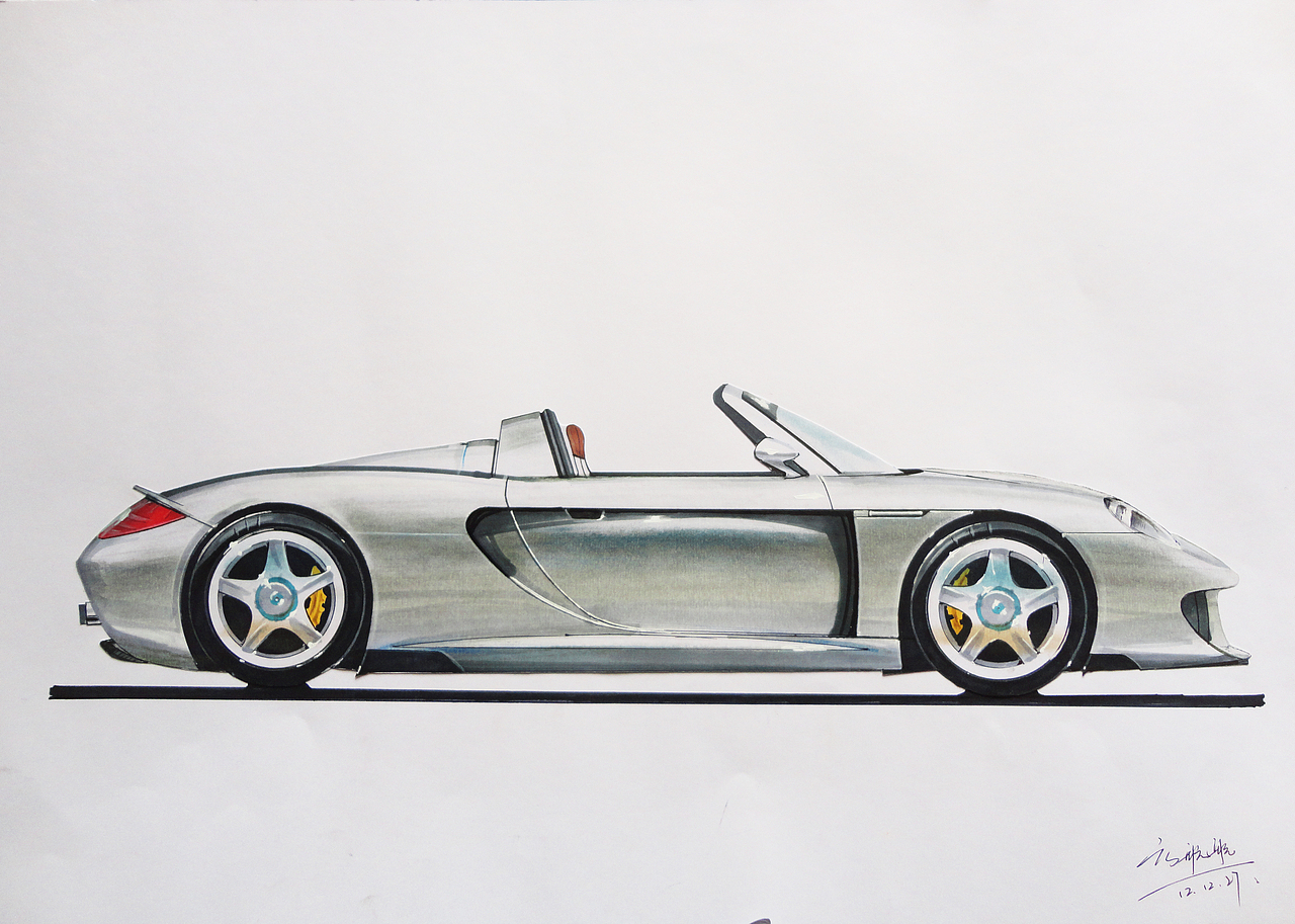 马克笔、色粉手绘作品