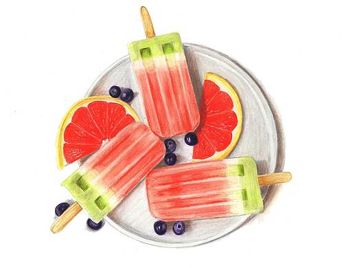 【驴大萌彩铅教程183】手绘冷食 水果冰棍 柚子味哒