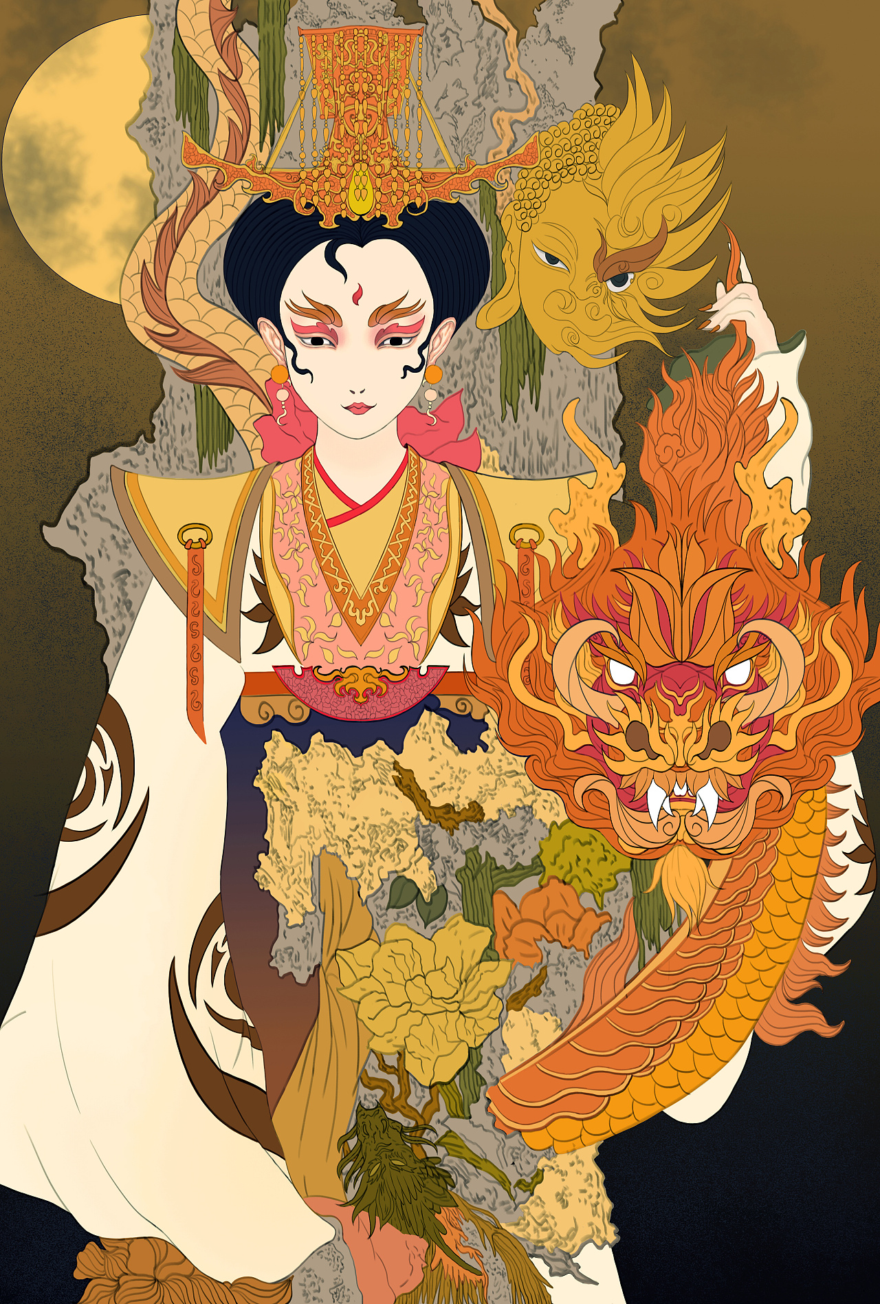 传统风格插画|插画|艺术插画|早夏晚晴天 - 原创作品 - 站酷 (zcool)