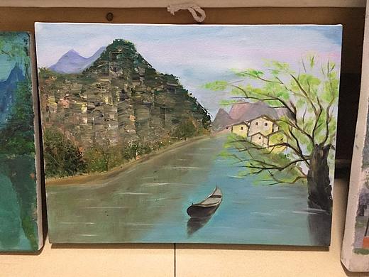 风景油画，星空系列《等你》