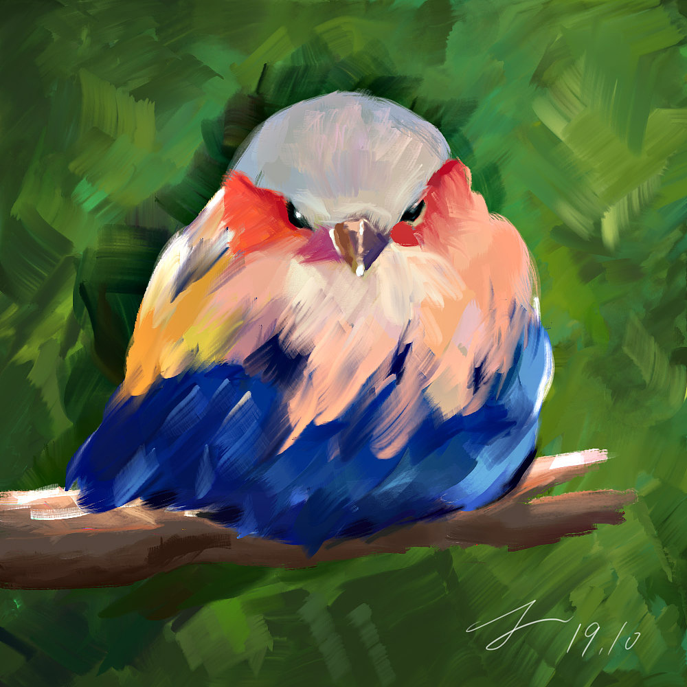 板绘练习（油画风格）——风景与小鸟——色彩与构图（图ZMTkxMzgwOTQ4） - 创作习作 - 站酷设计师深林暴躁熊原创素材 - 站酷ZCOOL