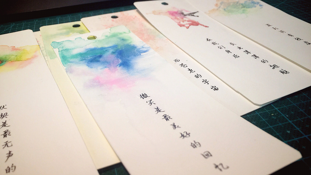 手工水彩混合书签（图ZNDA0OTY1MjQ=） - 图案 - 站酷设计师Real_Lab原创素材 - 站酷ZCOOL