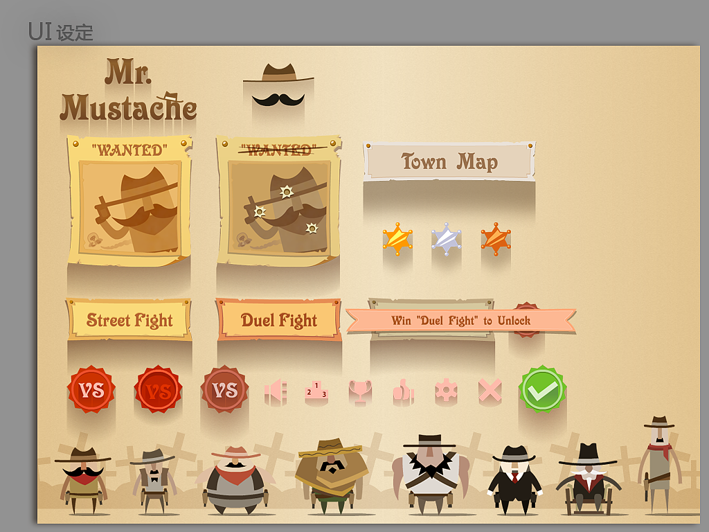 西部牛仔游戏UI（图ZMzUyNTQ1NzY=） - 游戏UI - 站酷设计师hikoos原创素材 - 站酷ZCOOL