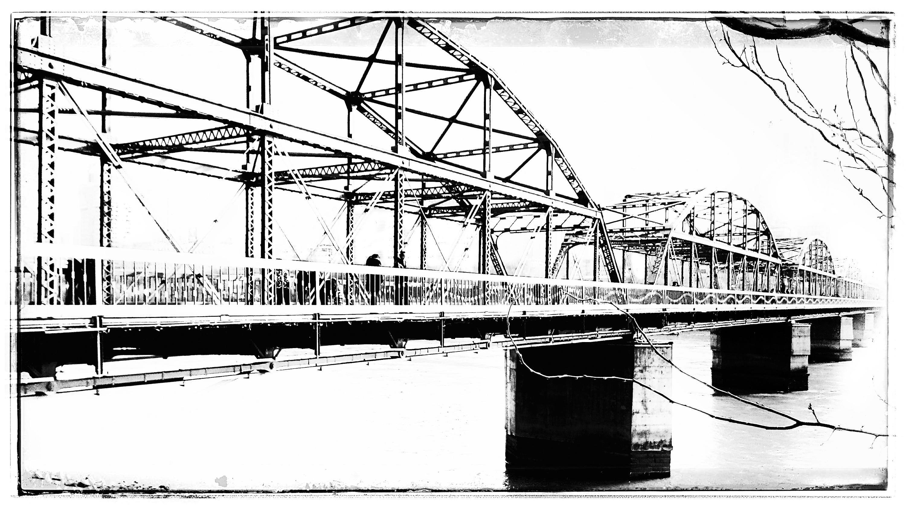 兰州铁桥绘画图片