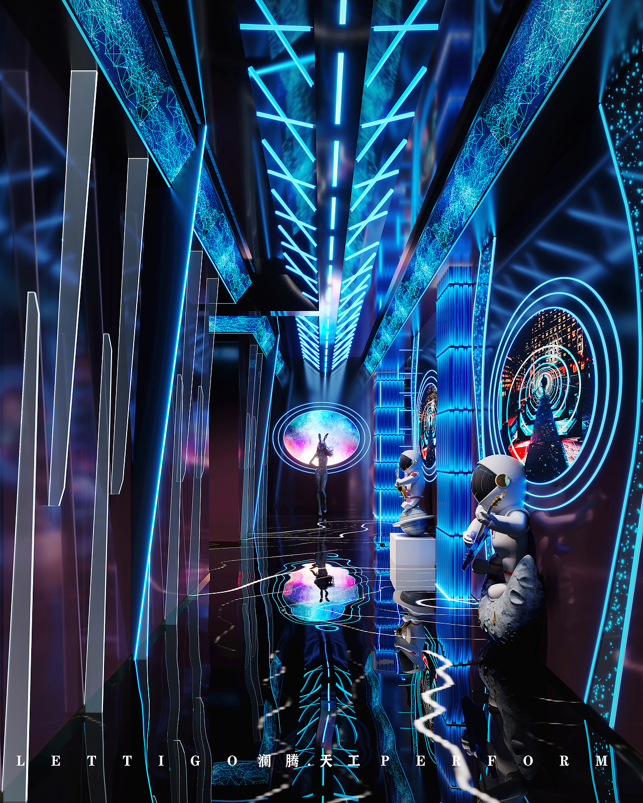 工装|商业空间设计|科技感|KTV|过道|包间