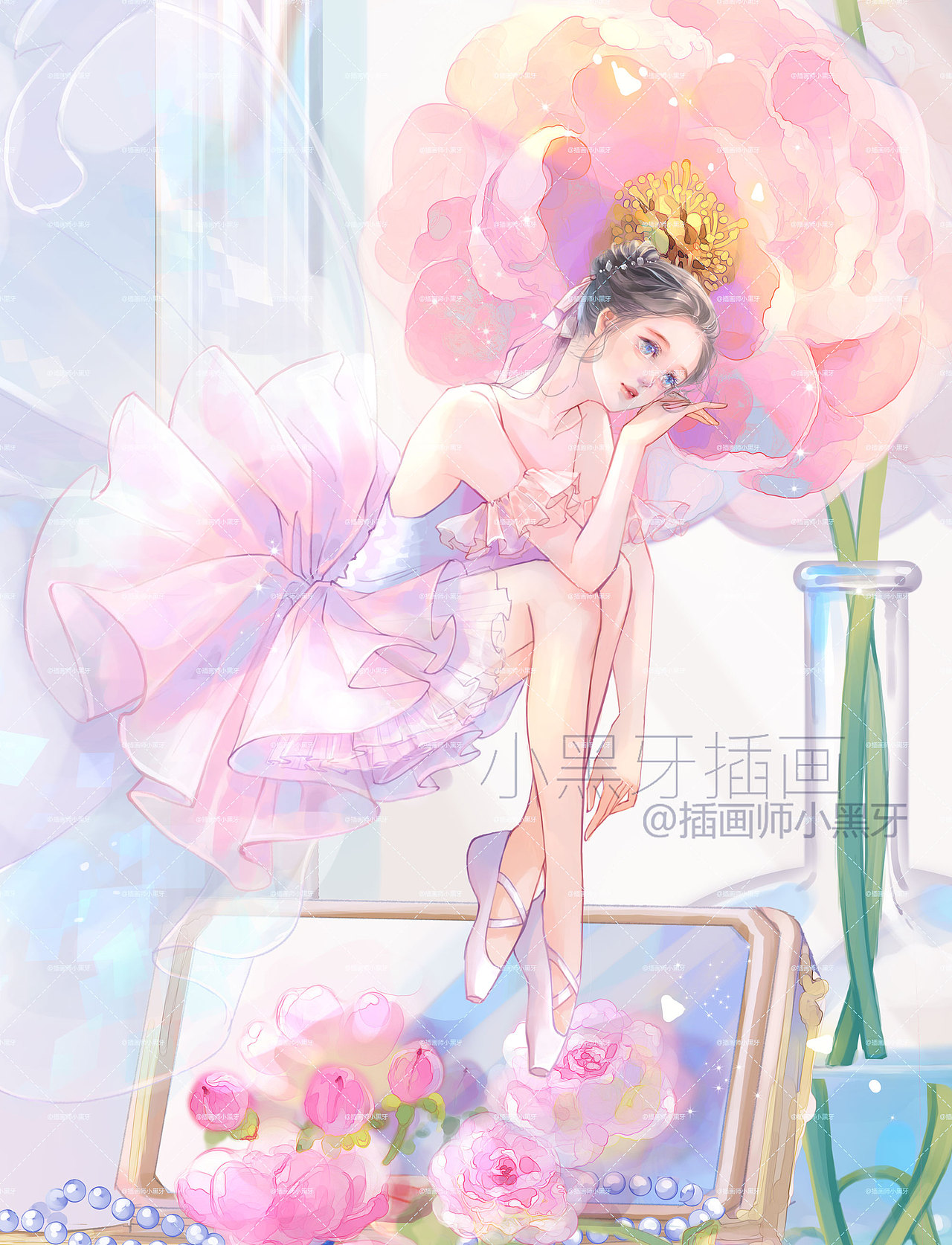 梳妆台上的芭蕾少女（图ZMjcxNjY4MzQ4） - 商业插画 - 站酷设计师插画师小黑牙原创素材 - 站酷ZCOOL