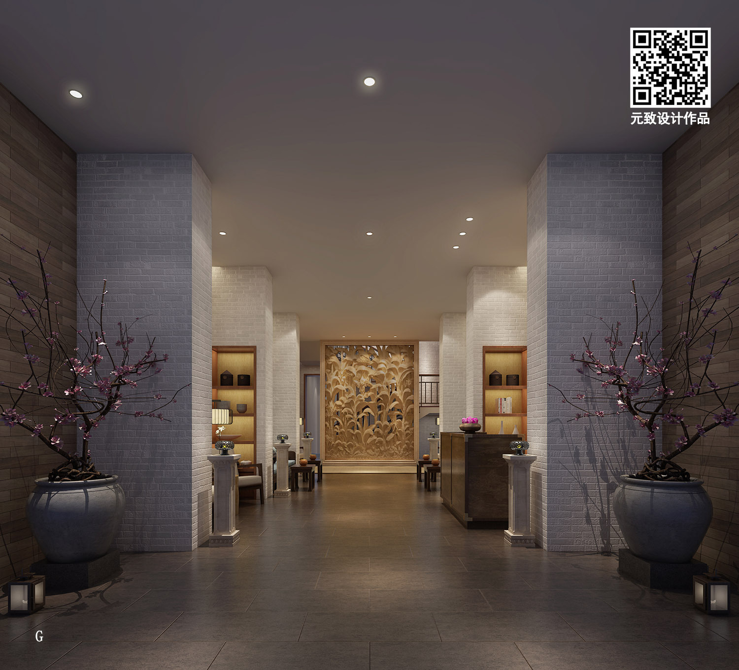 广州养生会所装修 新中式风格美容养生馆设计效果图