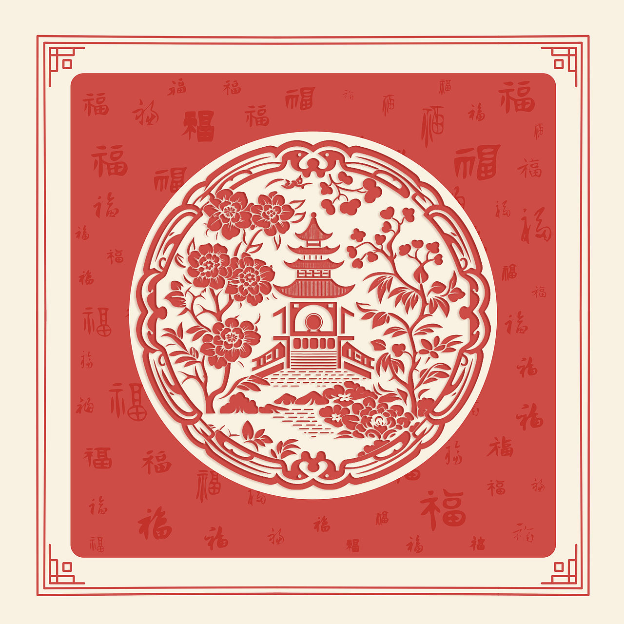 民俗传统文化|剪纸窗花图案