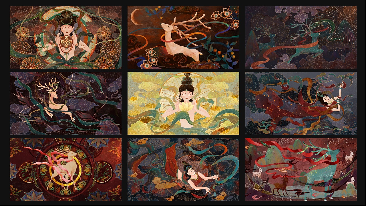 绘画敦煌壁画古典花纹图腾完结