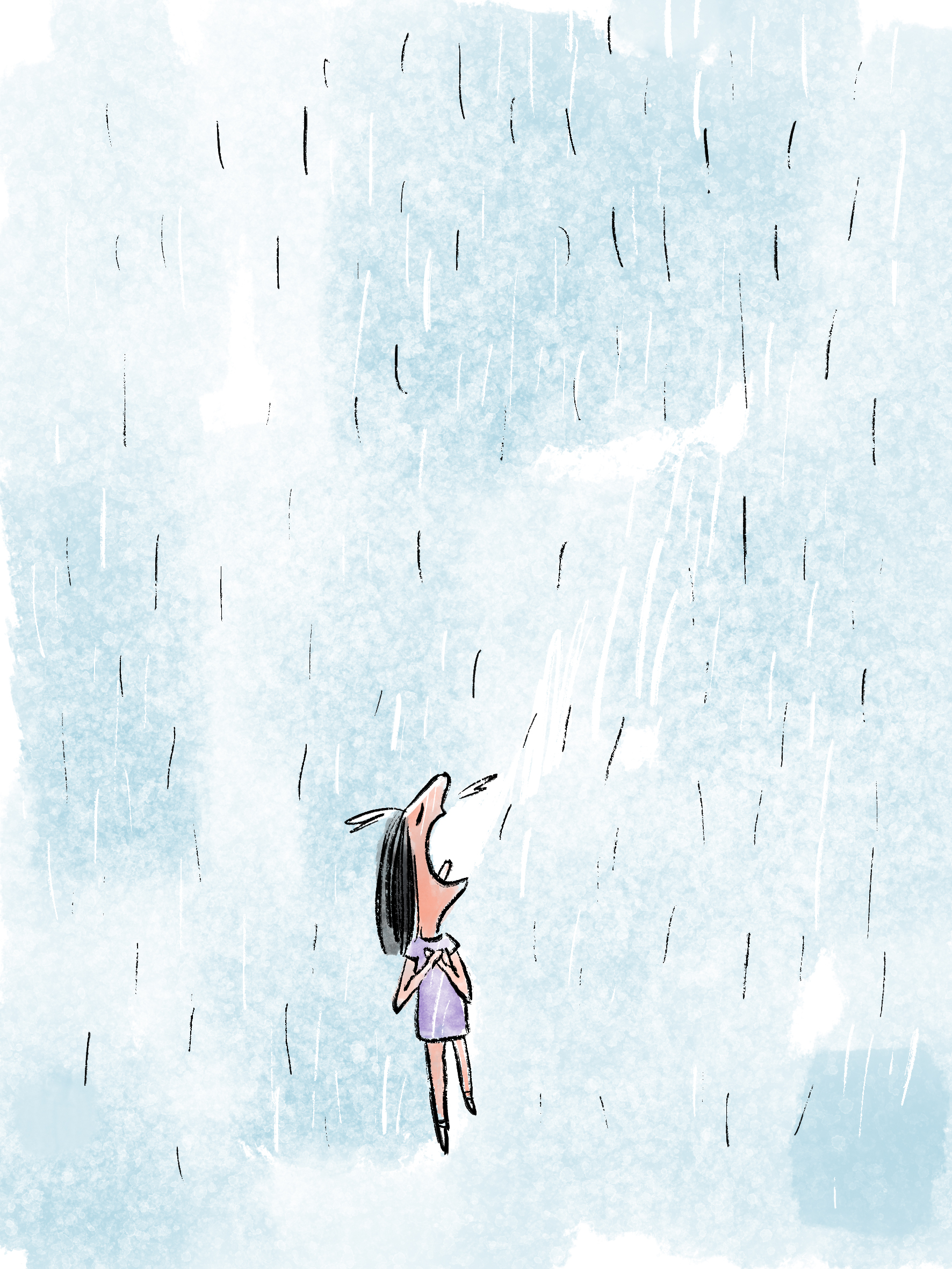 雨中漫步背影动漫图片