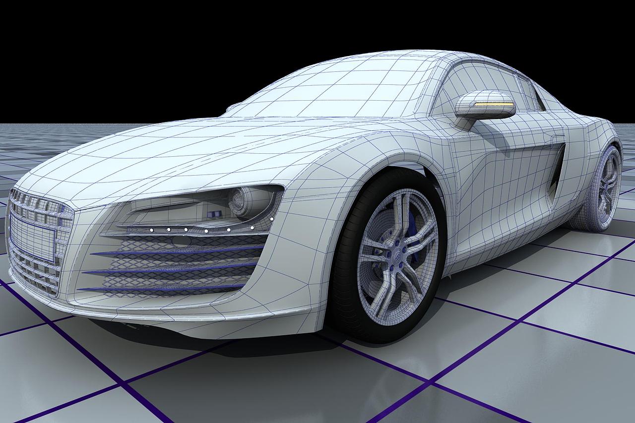 AUDI R8 ，模型制作和渲染很吃力，看来还是要加紧练习，多多学习；大神们来拍砖吧，求指教求教导。（图ZNzU1ODQ5Ng==） - 机械/交通 - 站酷设计师MG_Boyce原创素材 - 站酷ZCOOL