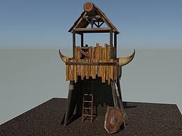 蛮荒小哨塔建模-arnold渲染