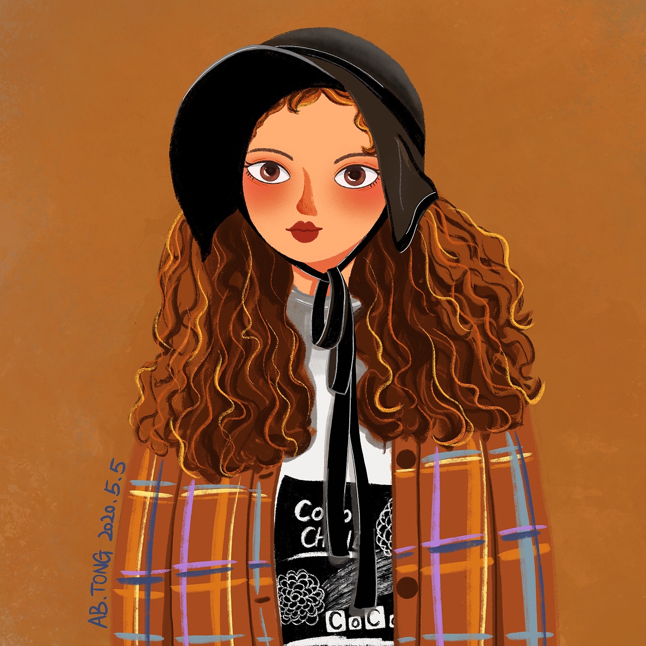 一组戴帽子头像绘画