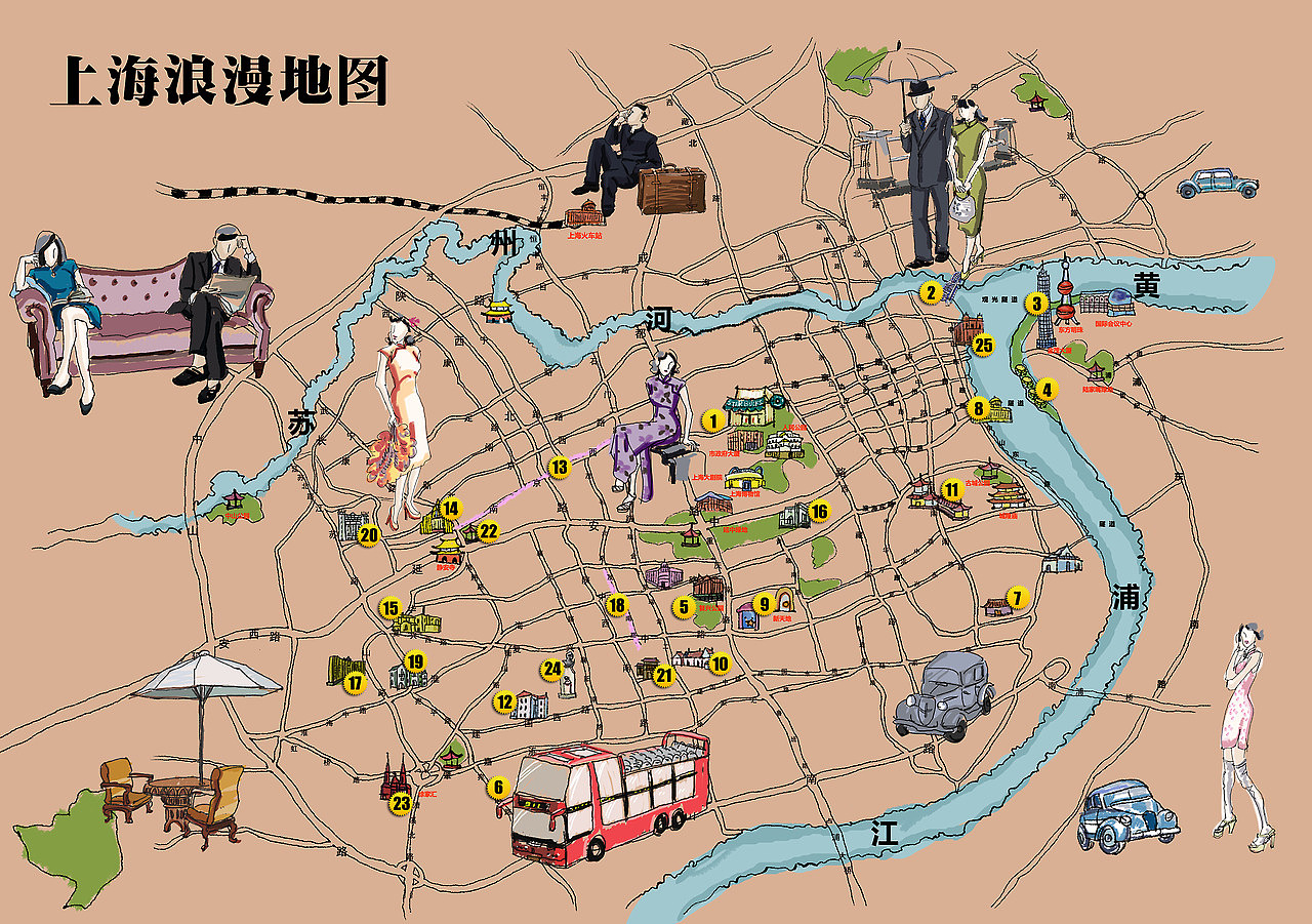 外滩画报发表 手绘上海地图上海/设计爱好者/9年前/4626浏览wandaaa
