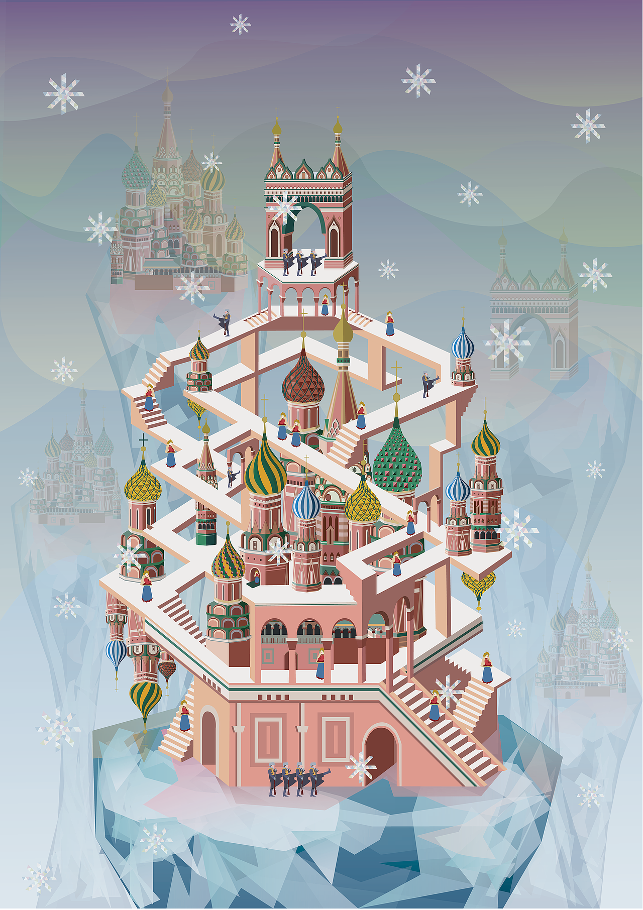 此插图是用俄国的王冠外形配合俄罗斯元素设计而成